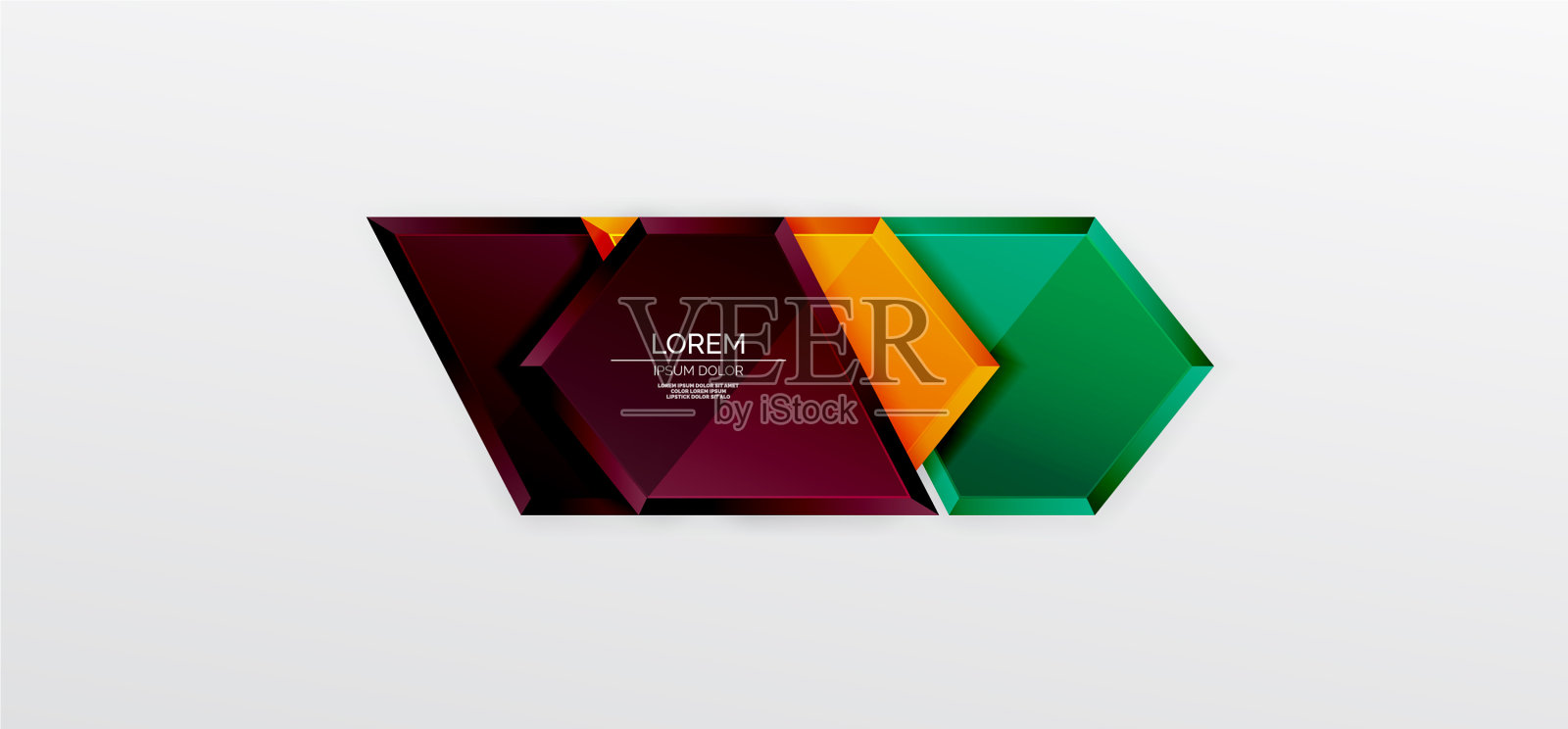 金属光泽闪亮的几何形状与3d效果插画图片素材