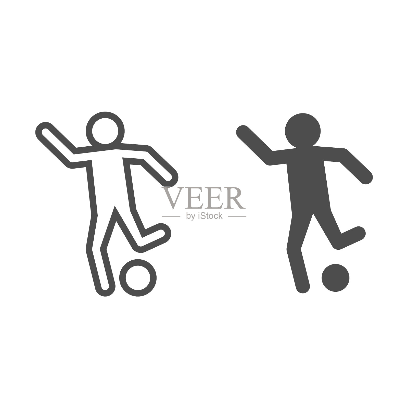 人投篮球线和固体足球图标插画图片素材