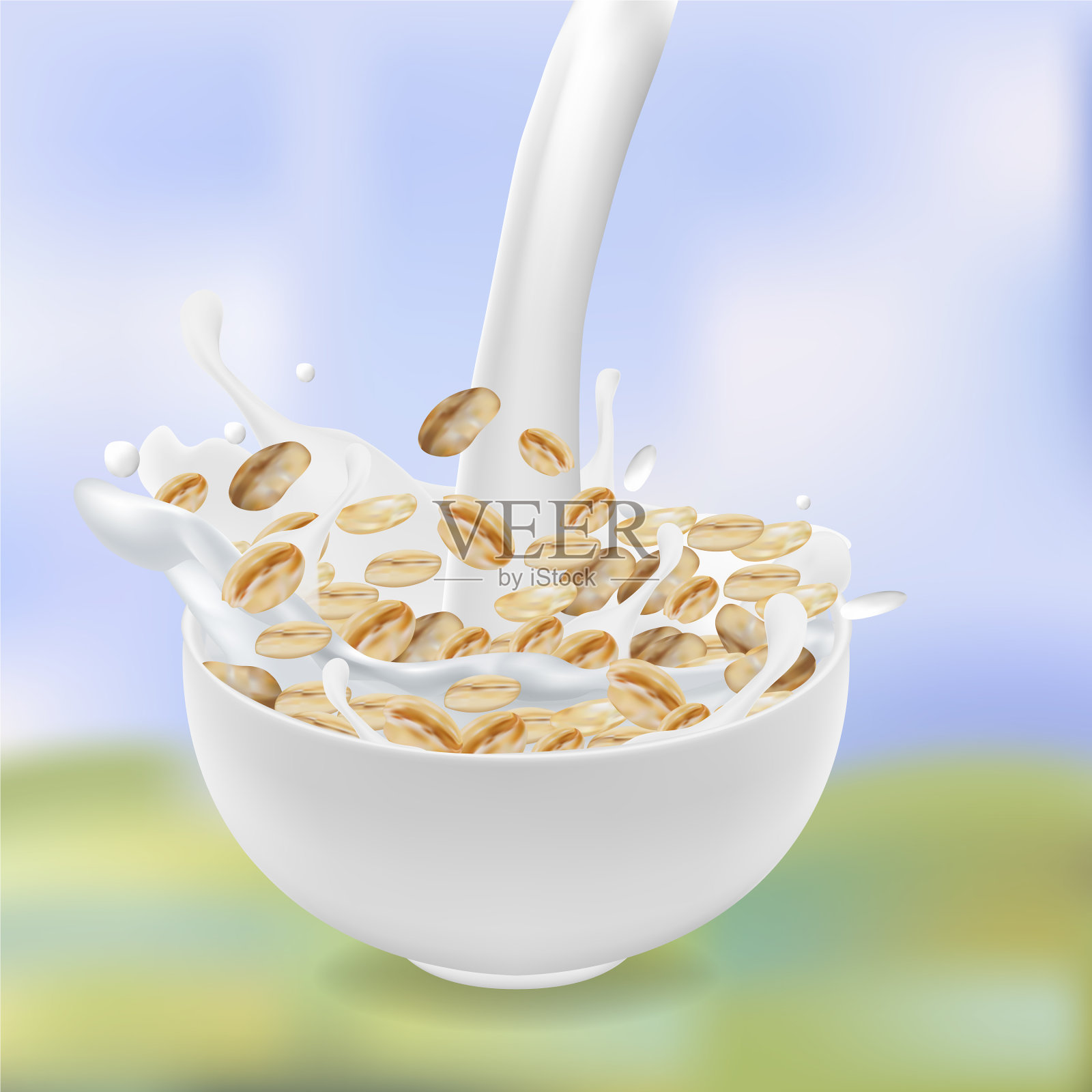 逼真详细的3d即时燕麦广告插画图片素材