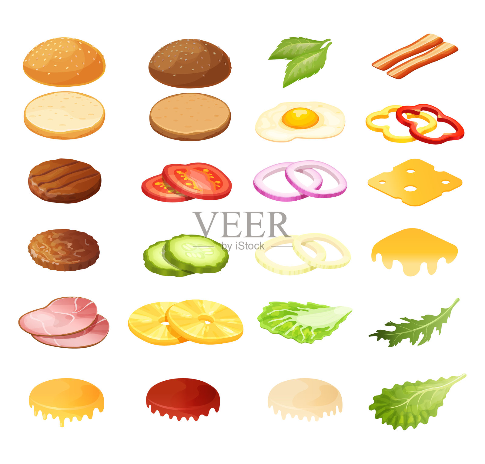 等距汉堡三明治构造器插画图片素材