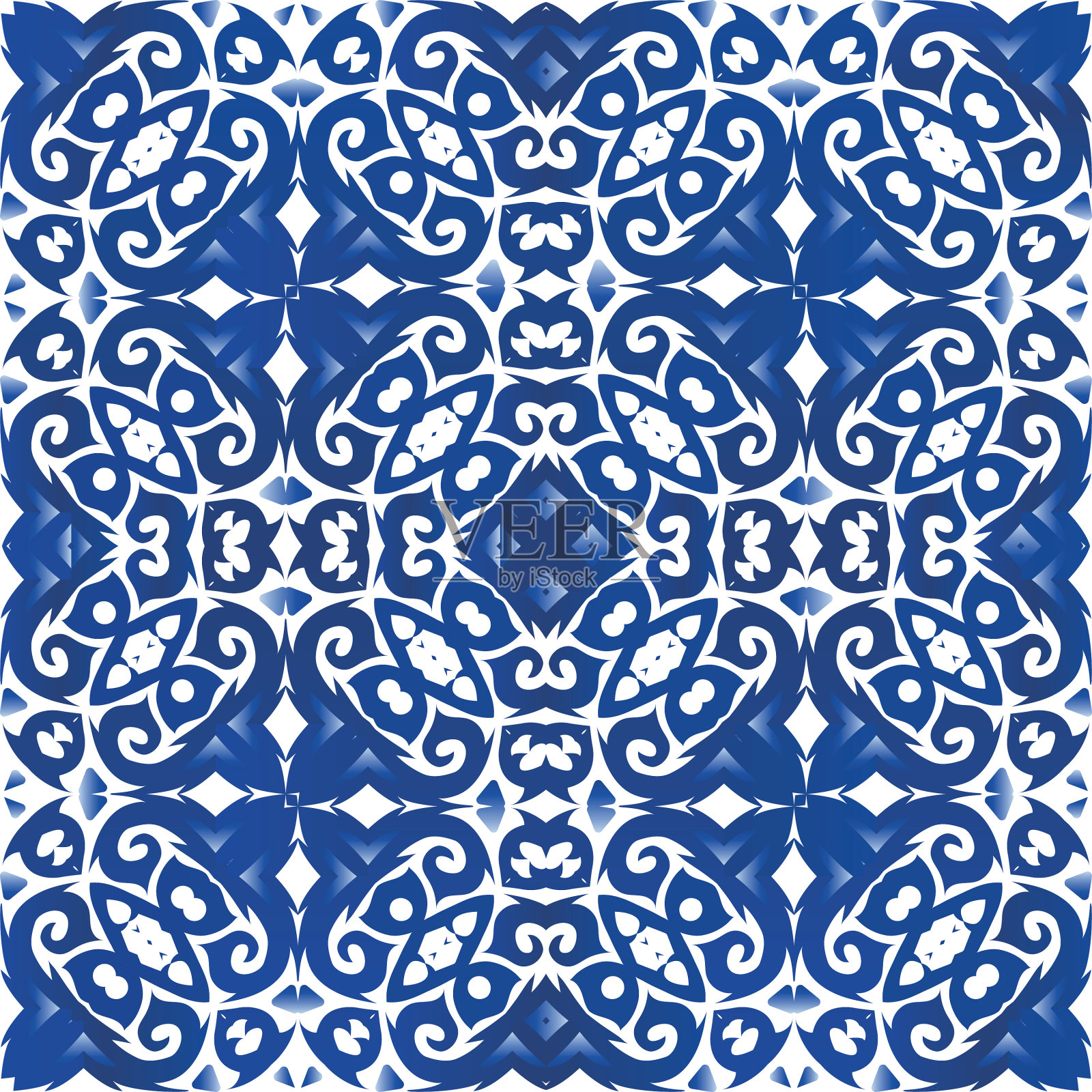 瓷砖的传统装饰动机插画图片素材