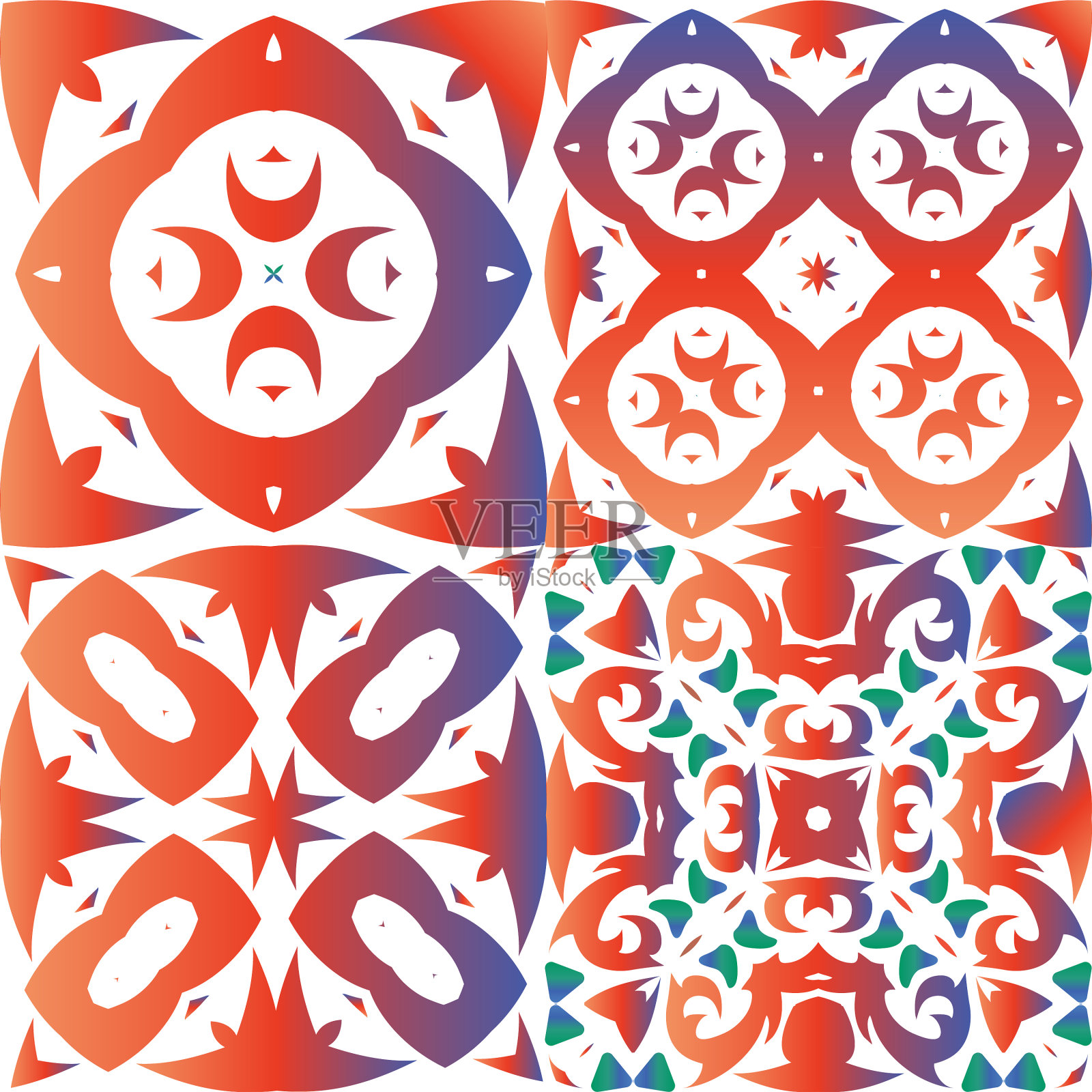 瓷砖的传统装饰动机插画图片素材