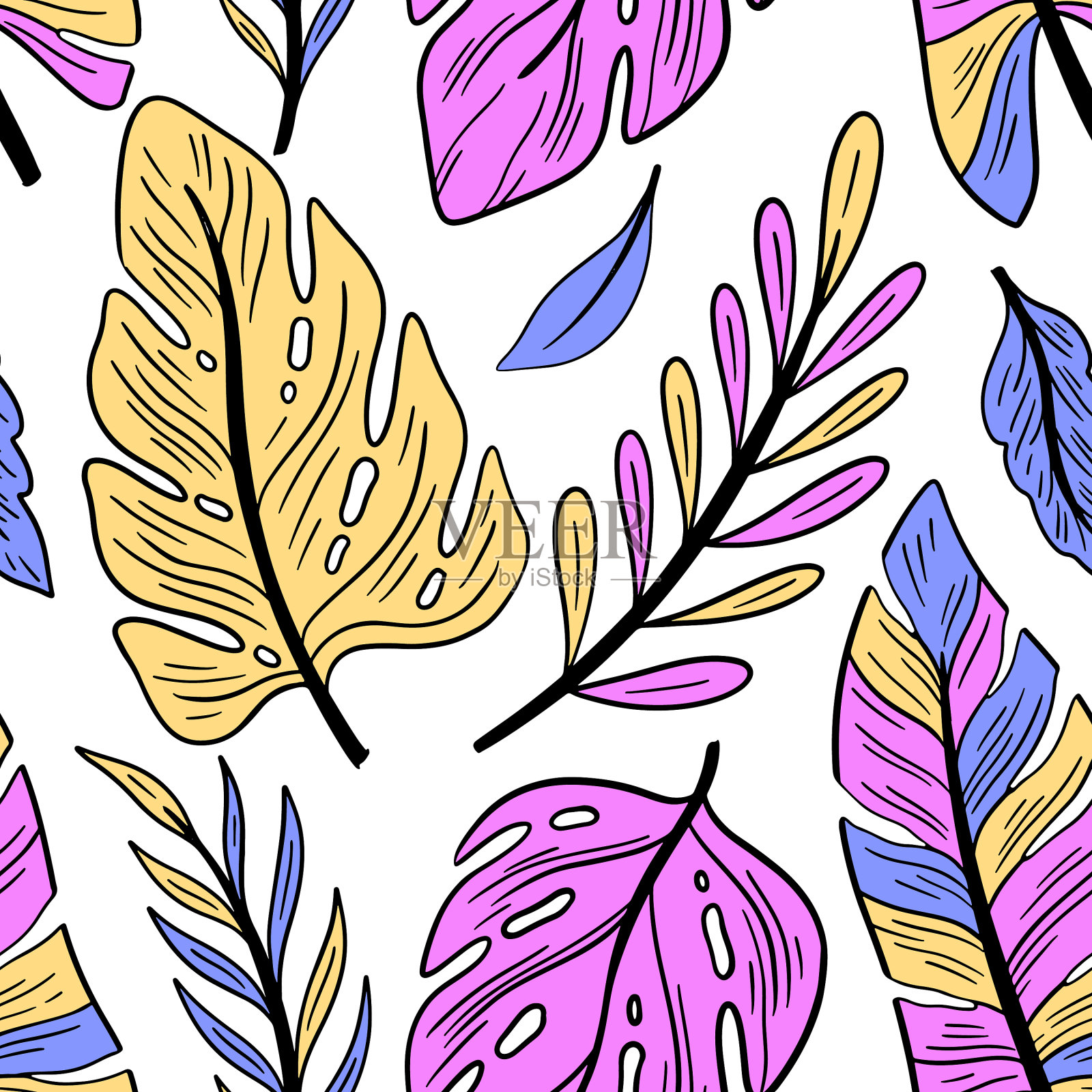 无缝图案自然植物植物花卉插画图片素材