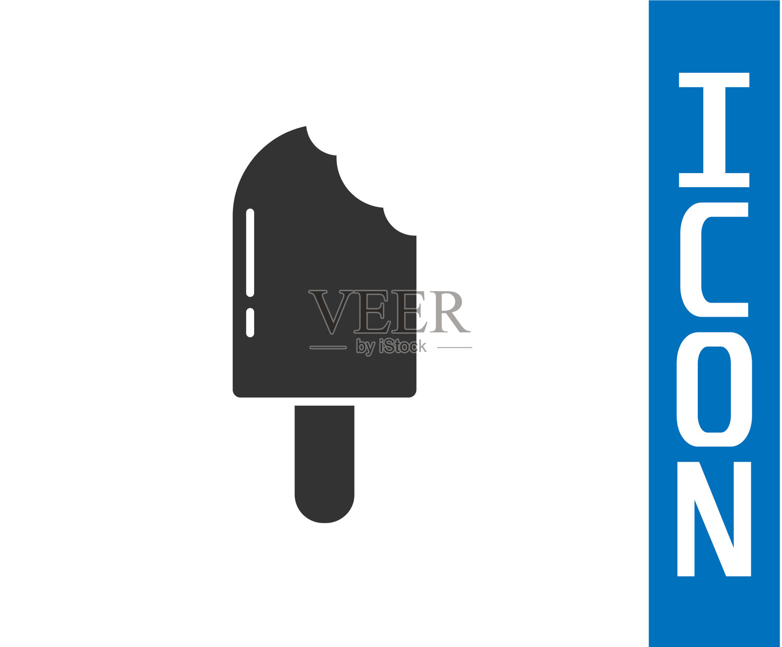 灰色冰淇淋图标孤立在白色背景插画图片素材