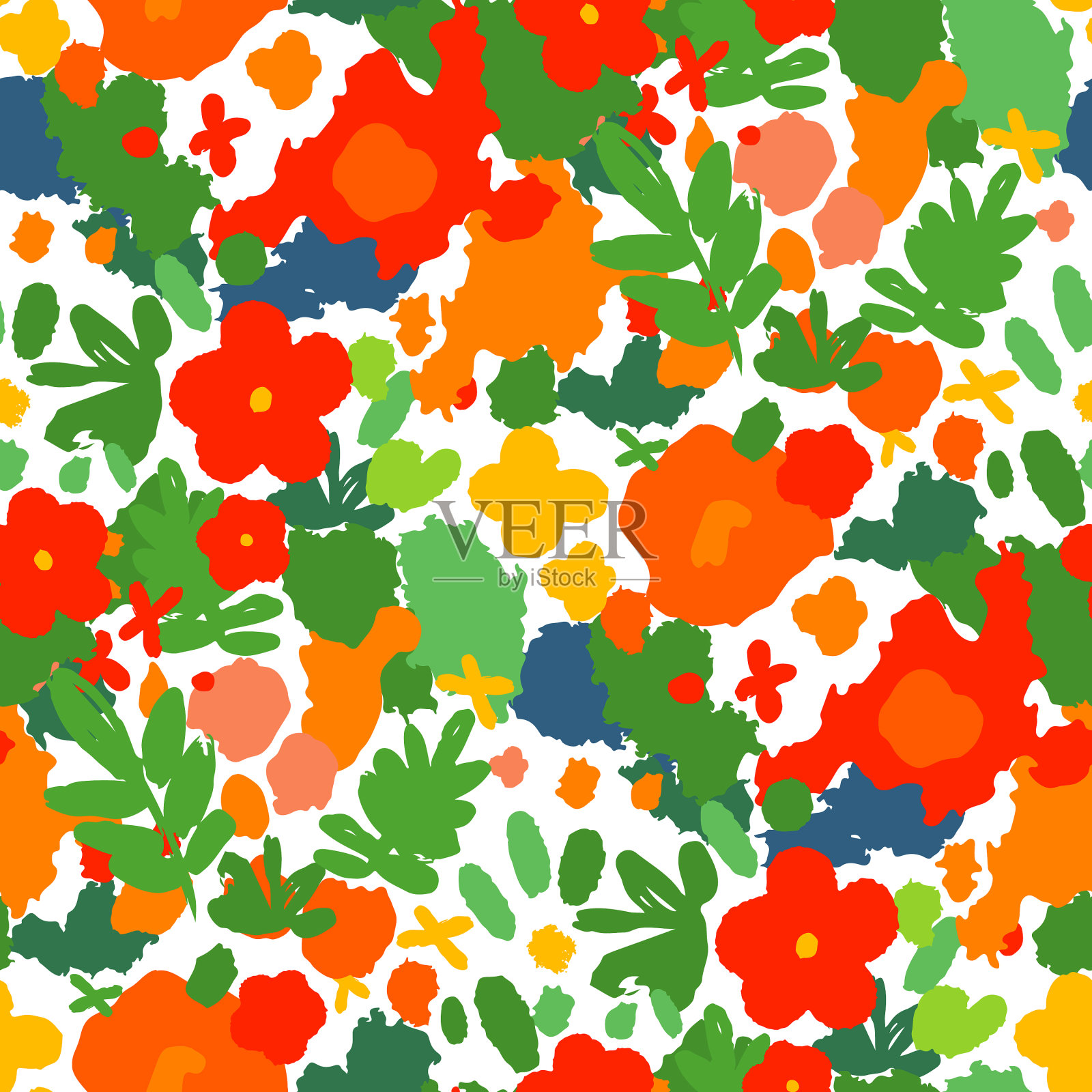 抽象无缝草甸图案简单绘制插画图片素材