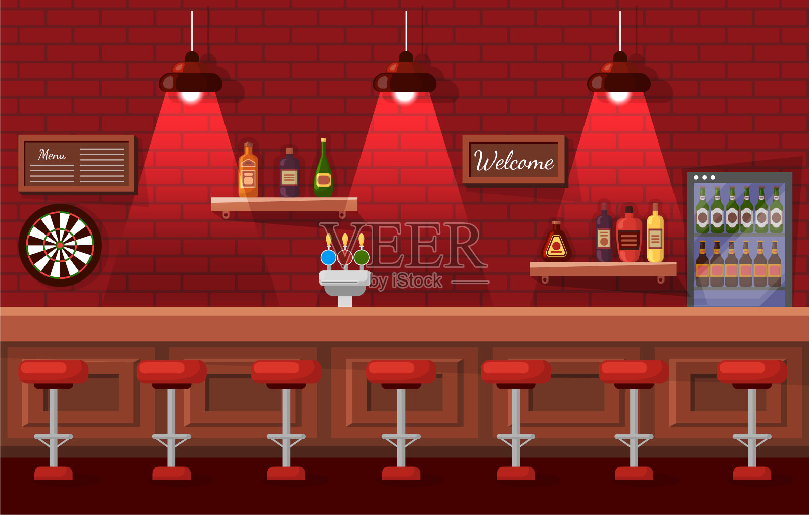 啤酒酒吧没有人的地方,酒吧与饮料向量插画图片素材