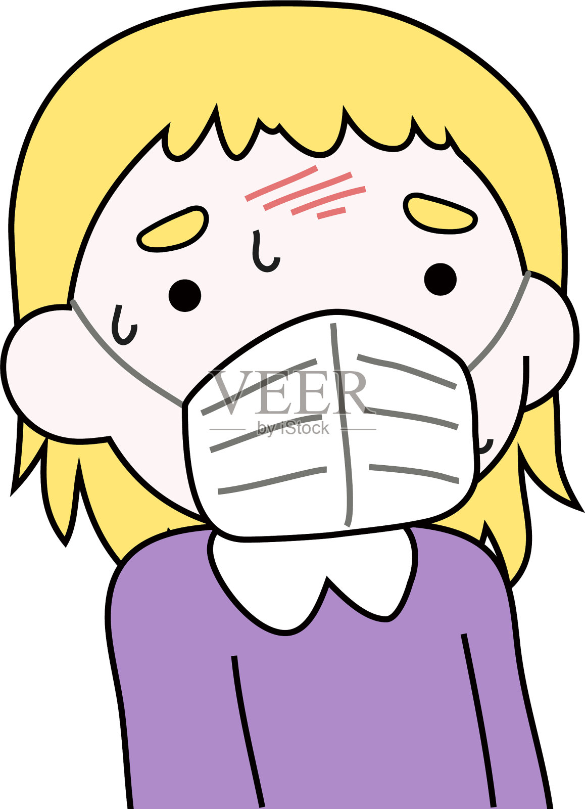 白人女性感染新型冠状病毒插画图片素材
