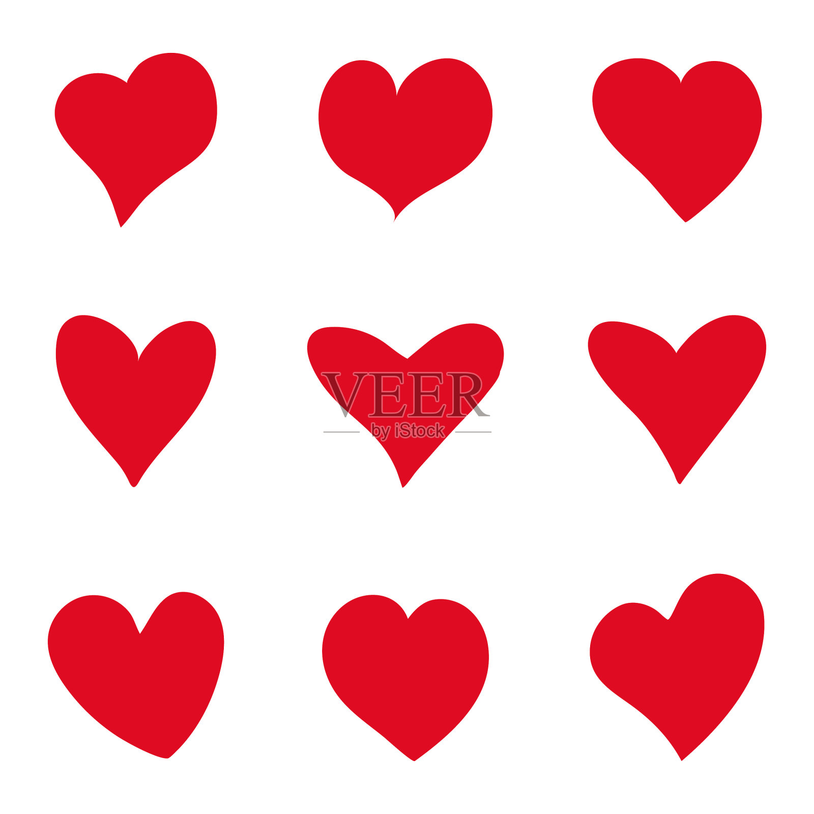 心素描图标设置卡通涂鸦红色形状图标素材