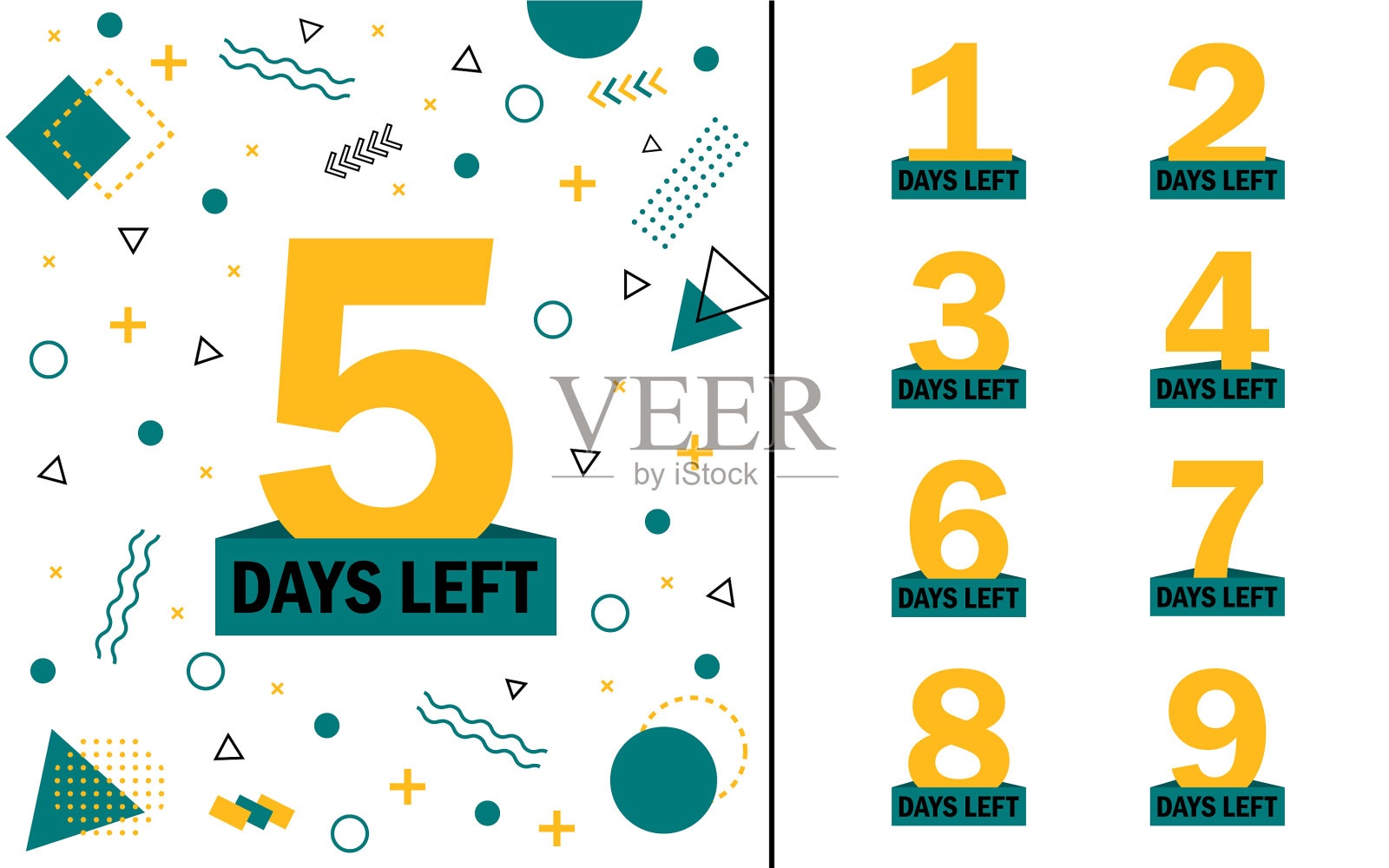 孟菲斯几何背景与天数插画图片素材