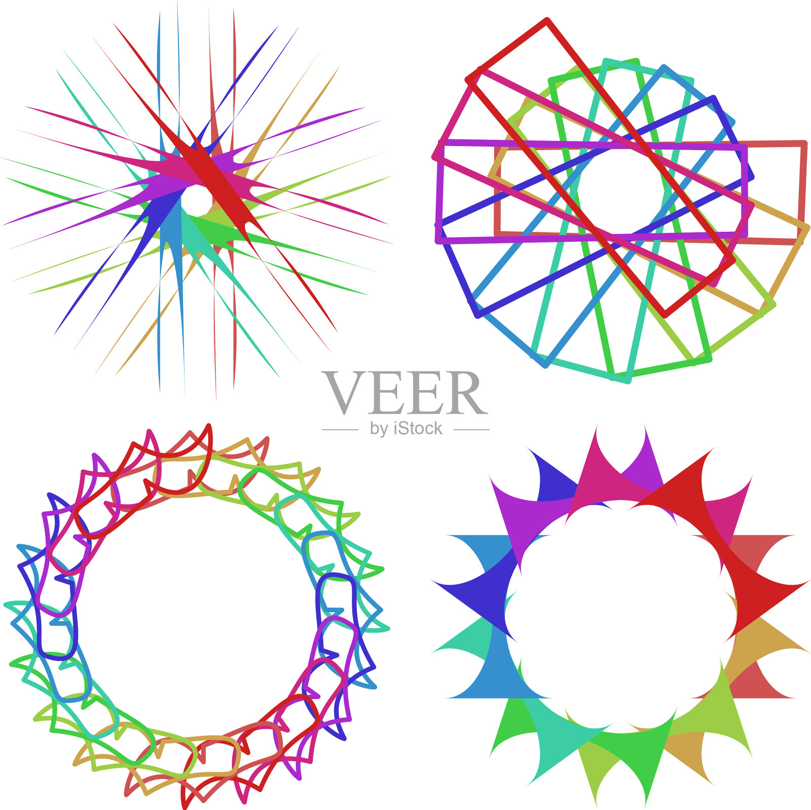 圆形和径向抽象曼荼罗图案插画图片素材