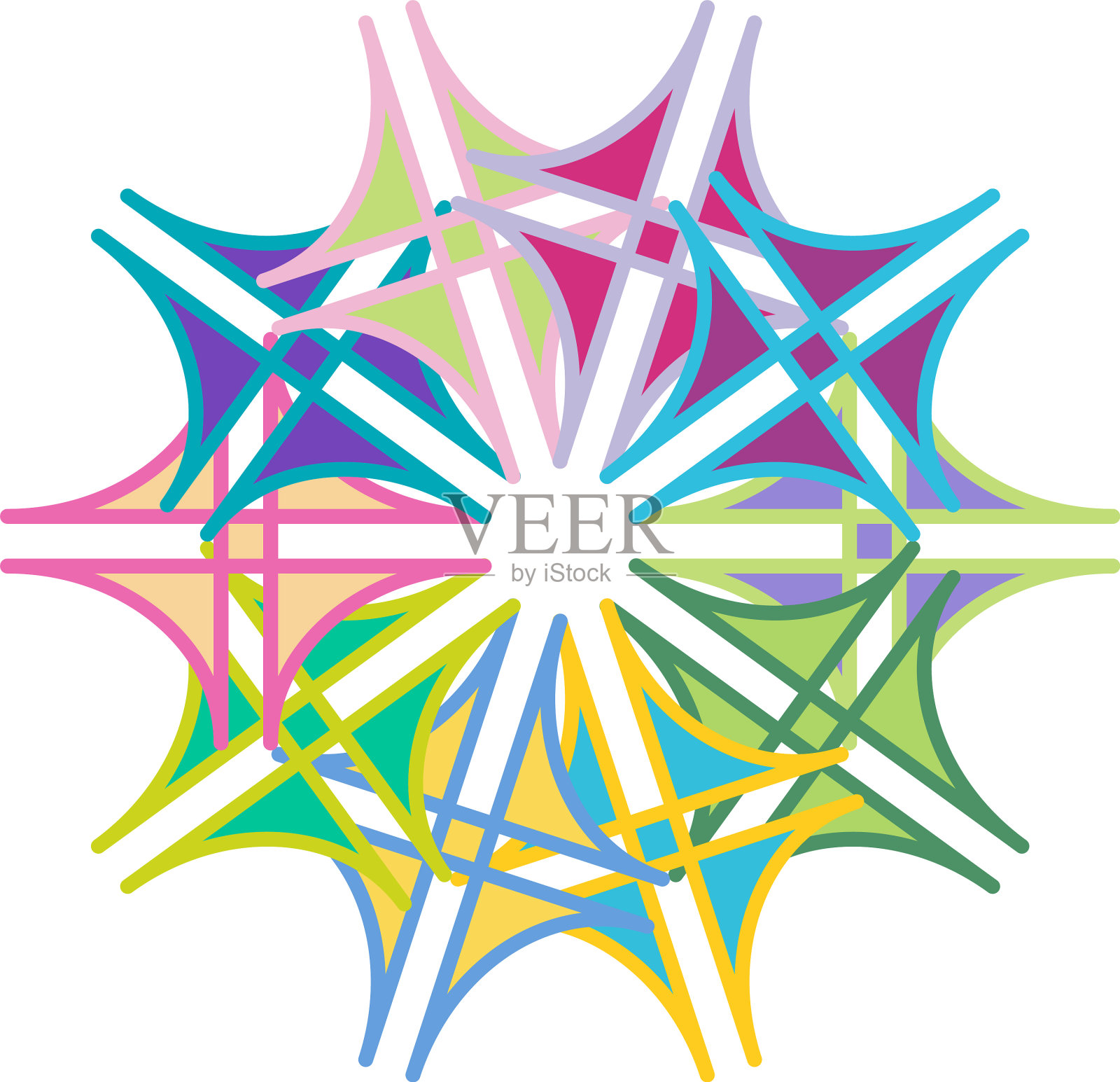 彩色圆形和径向抽象曼荼罗插画图片素材