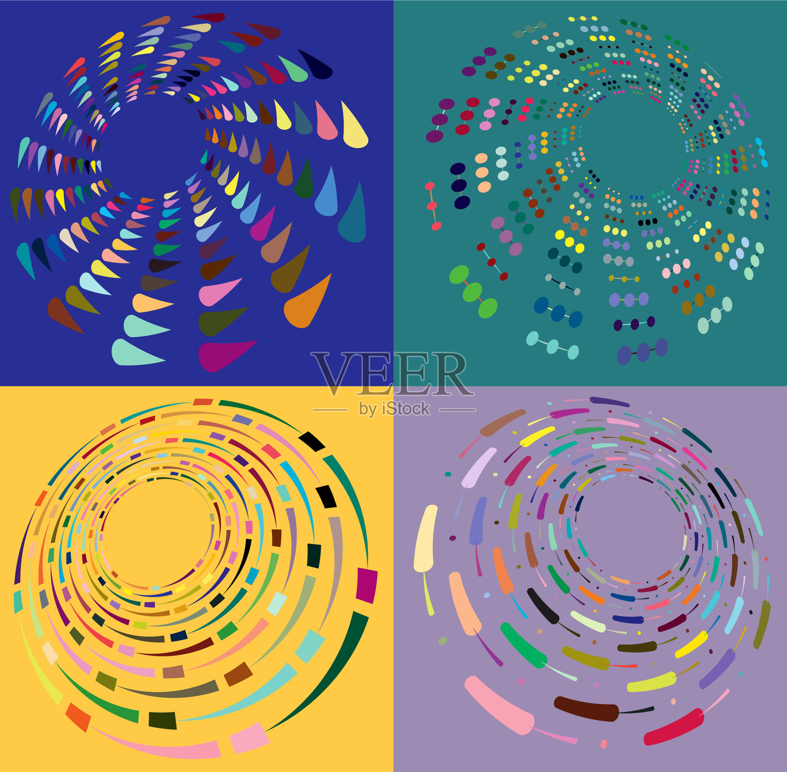 集杂色多色和五彩螺旋插画图片素材