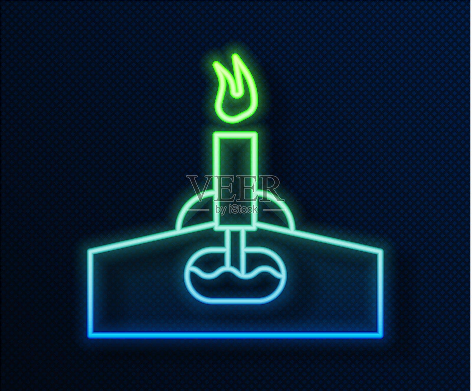 发光的霓虹灯线石油钻机与火图标隔离插画图片素材