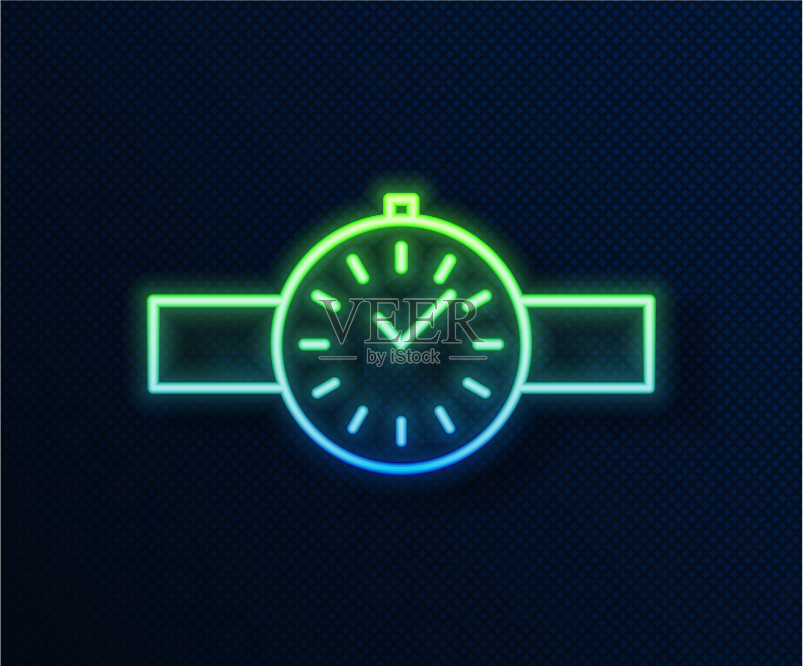 发光的霓虹灯线腕表图标隔离上插画图片素材