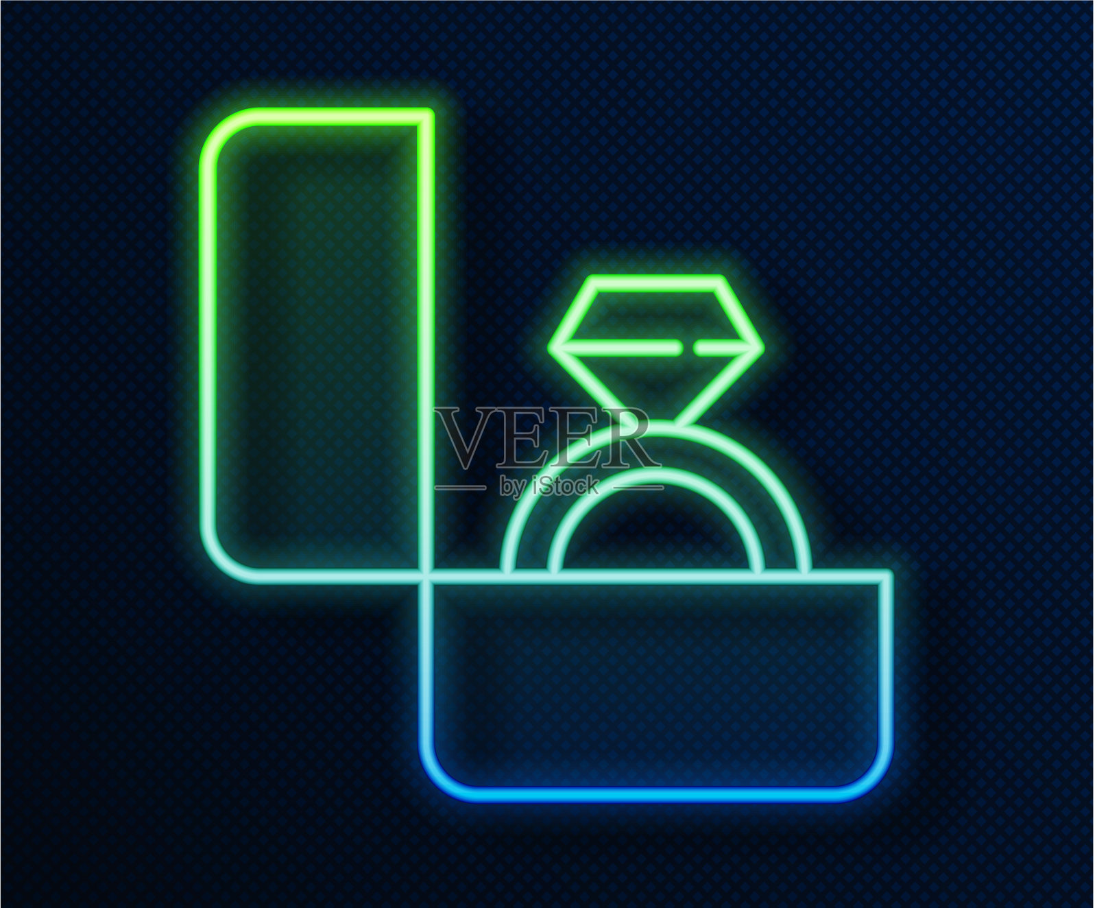 发光的霓虹线钻石订婚戒指图标插画图片素材