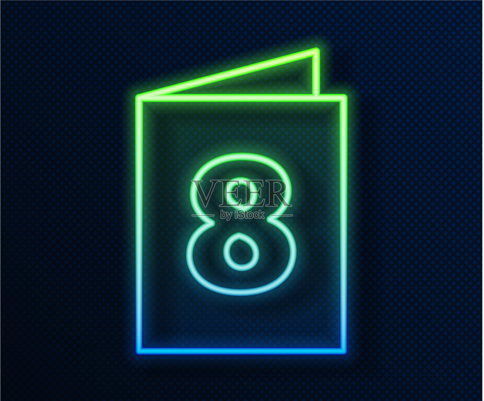 发光的霓虹线贺卡与8三月图标插画图片素材
