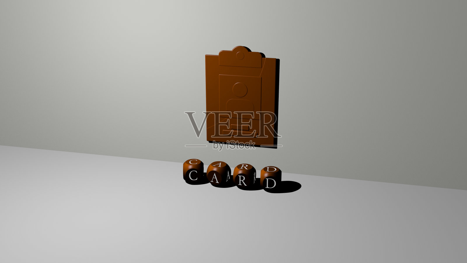 3D插图卡图形和文字制作的金属骰子字母的相关含义的概念和表示。背景和设计照片摄影图片