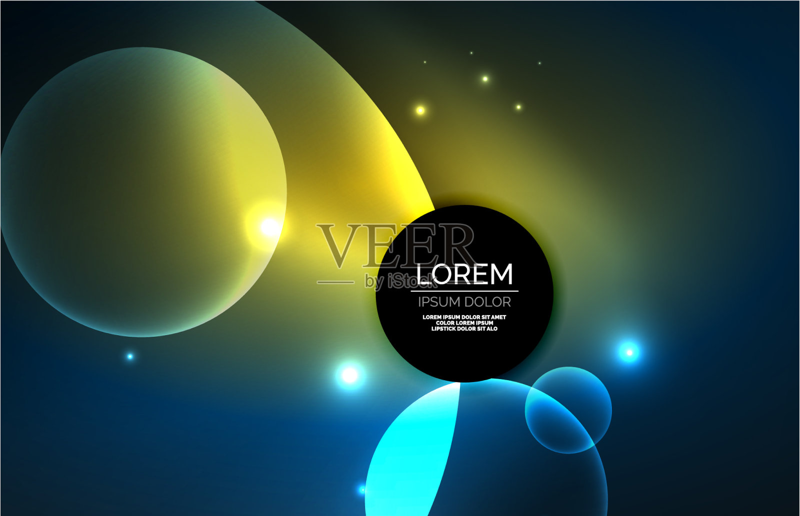 霓虹灯闪闪发光透明发光的圆与光插画图片素材