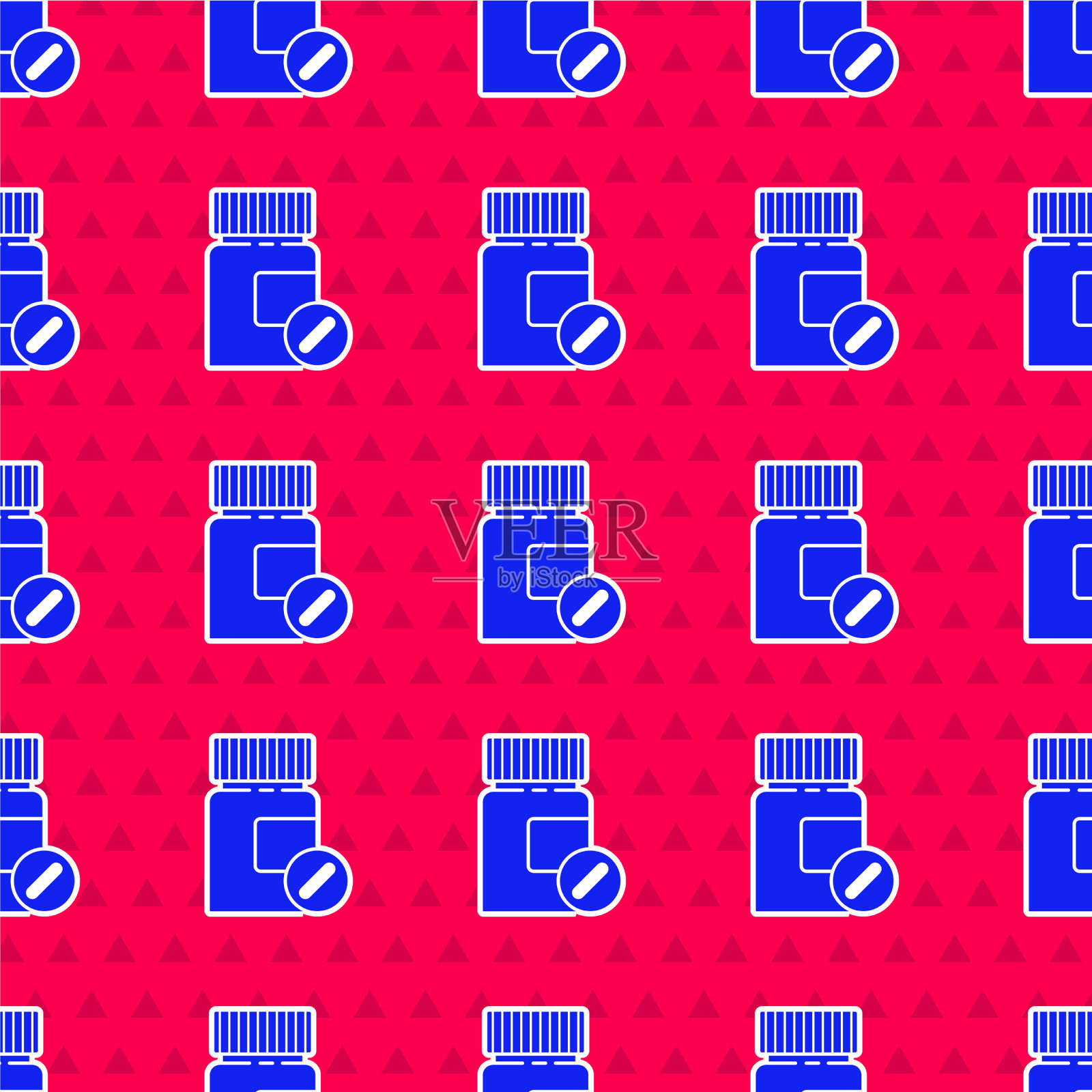 蓝色药瓶和药片图标隔离插画图片素材