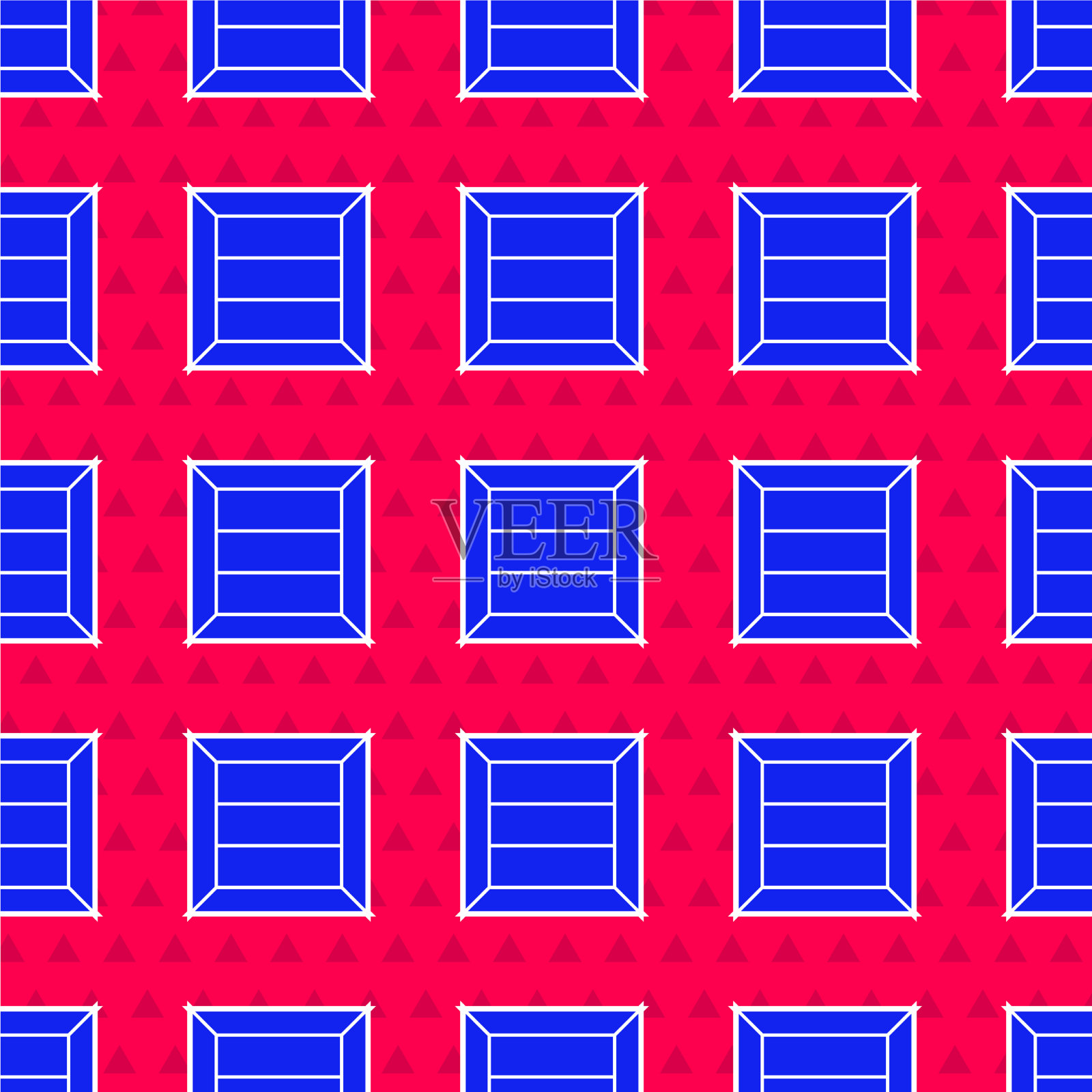 蓝色木框图标上隔离无缝图案插画图片素材