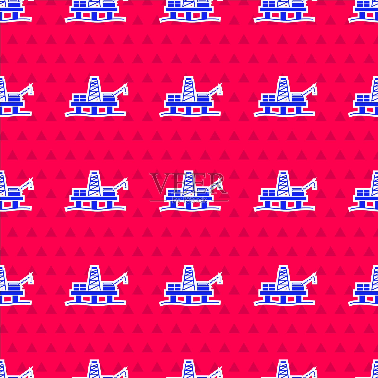 蓝色石油平台在海上图标孤立插画图片素材