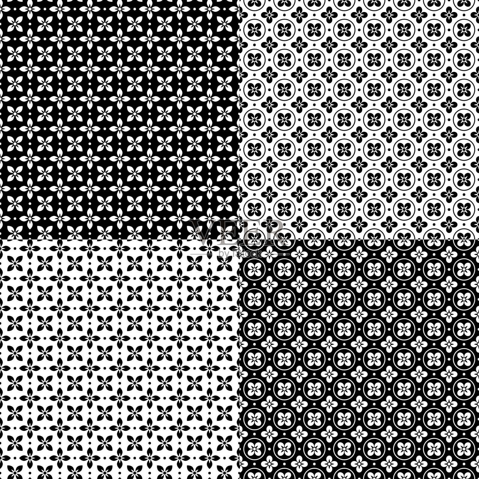 黑白无缝复古几何图案插画图片素材