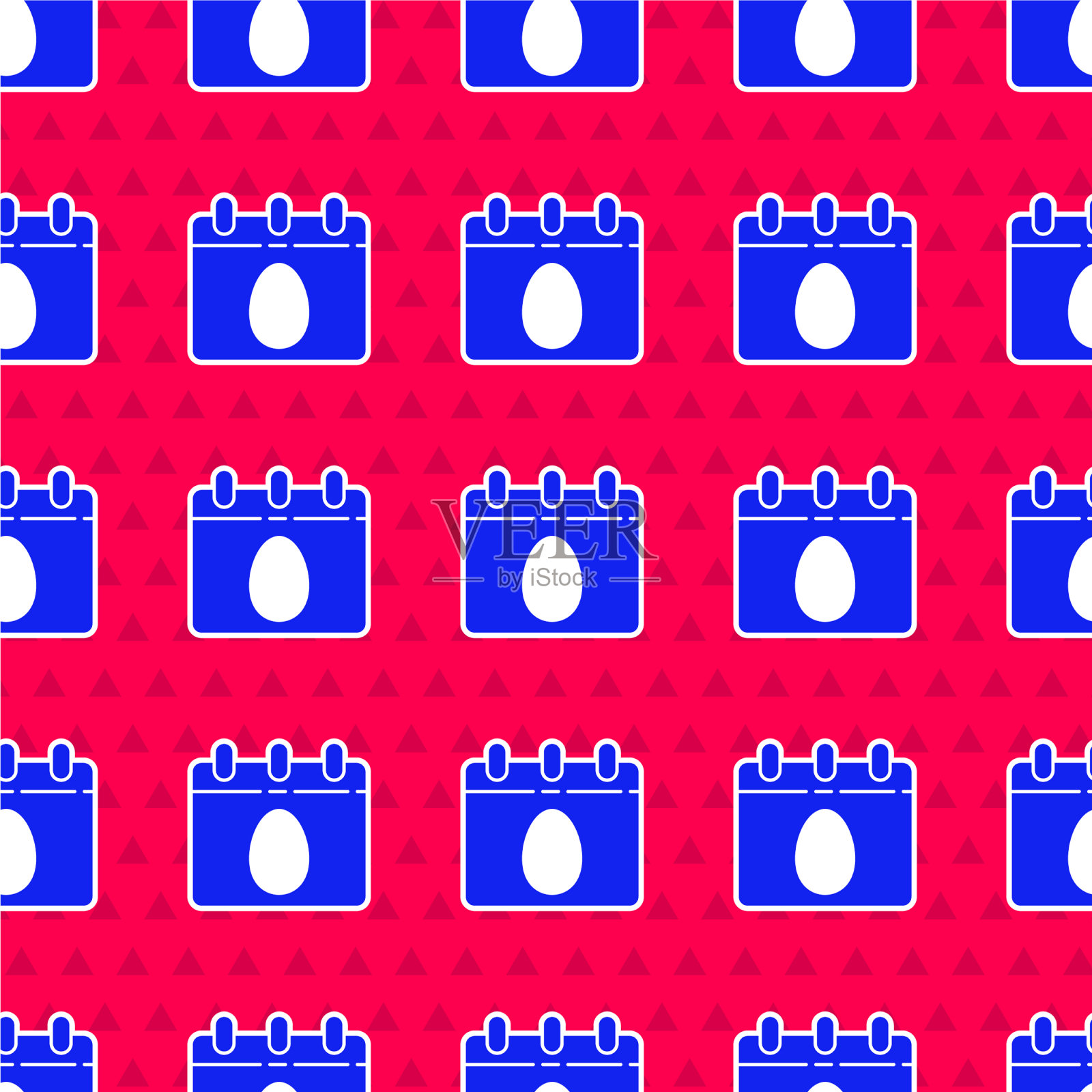 蓝色日历与复活节彩蛋图标隔离插画图片素材