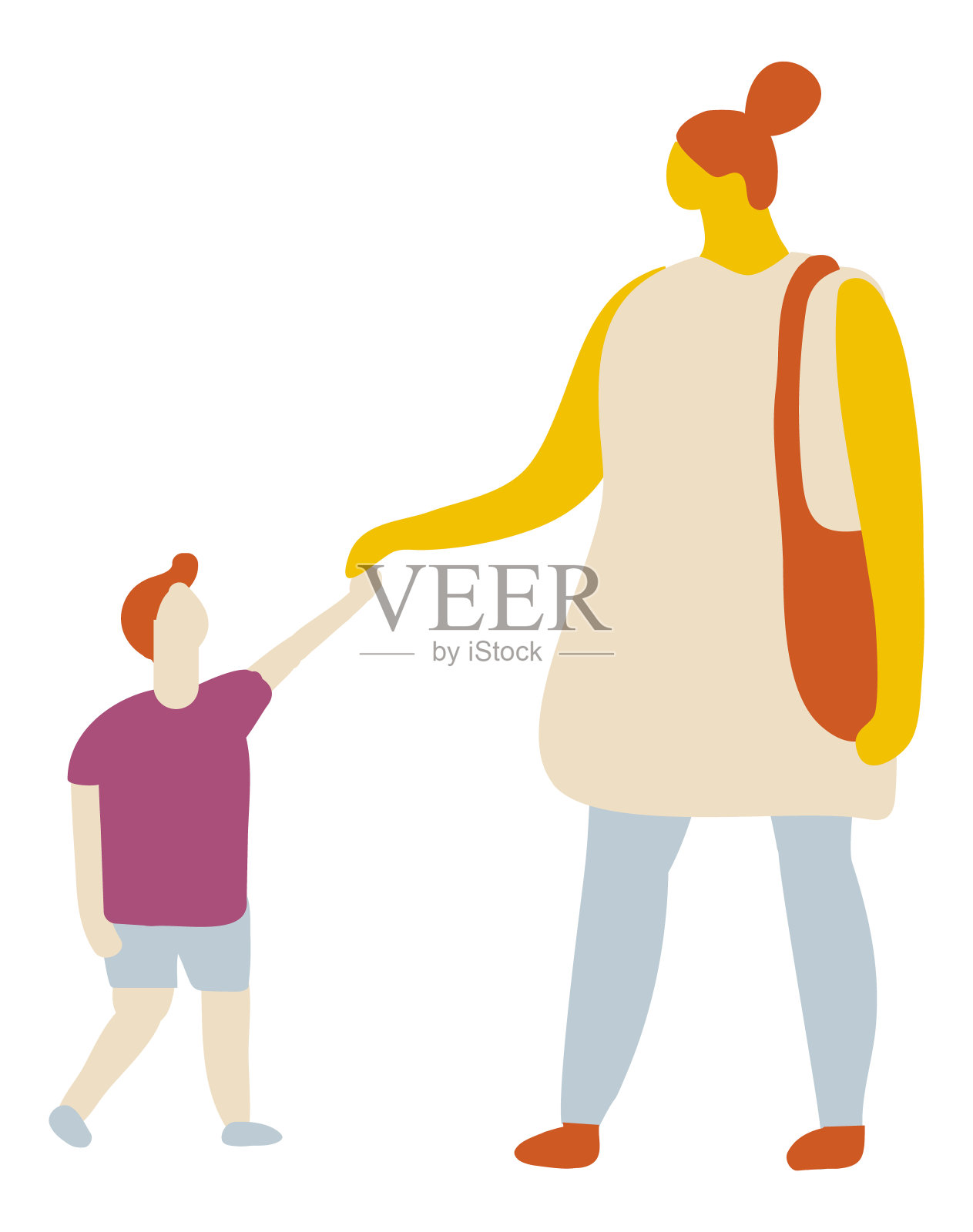 母与子平面字符平面矢量插画图片素材