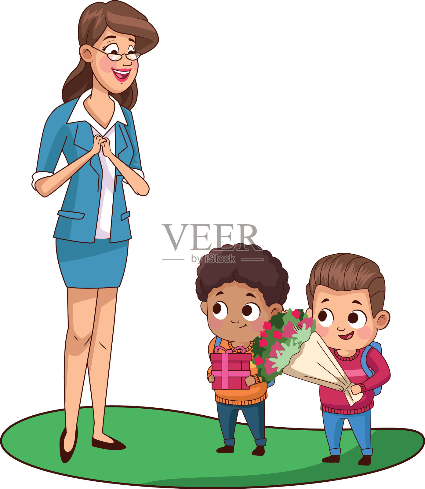 有老师角色的可爱小男孩插画图片素材