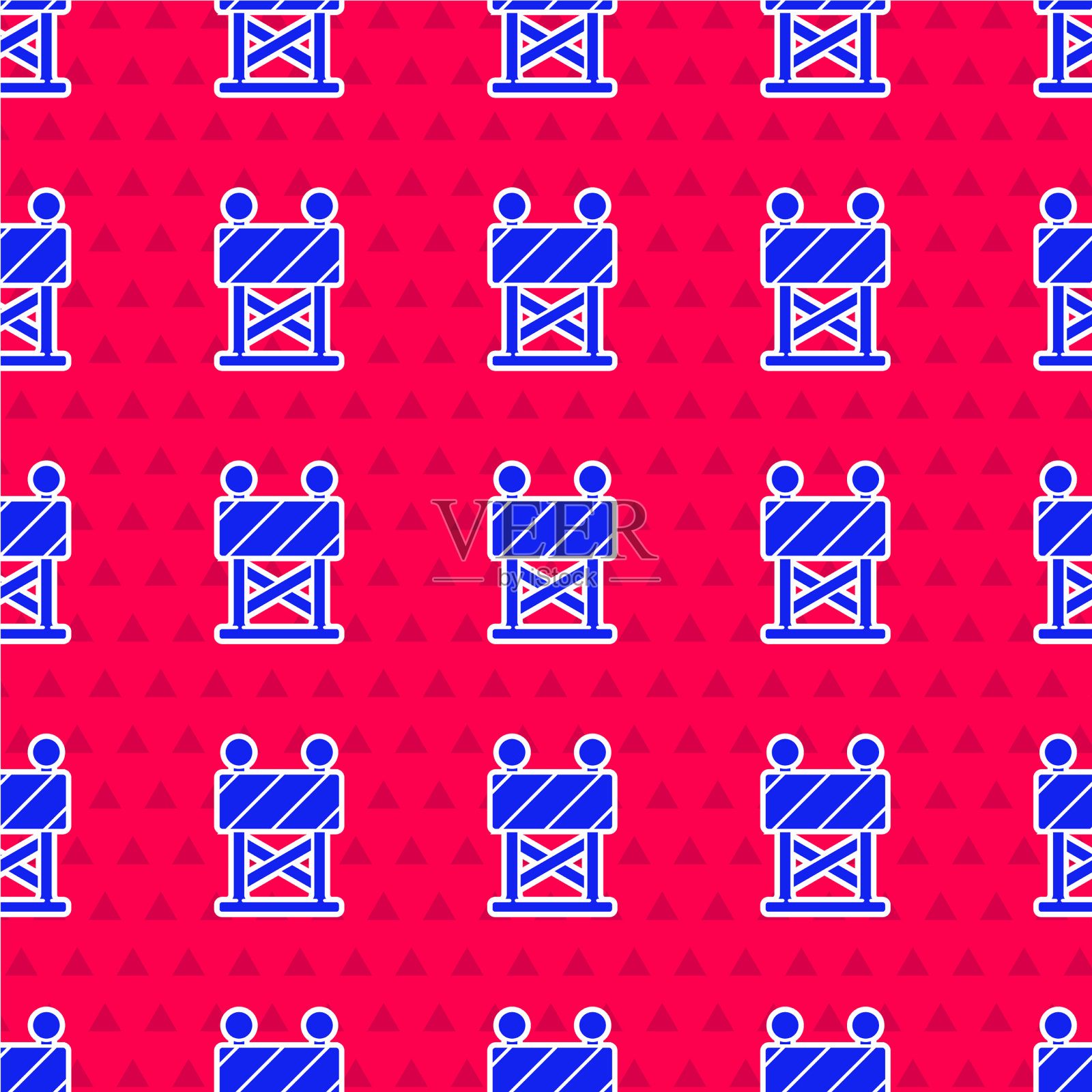 蓝色道路护栏图标隔离无缝模式插画图片素材