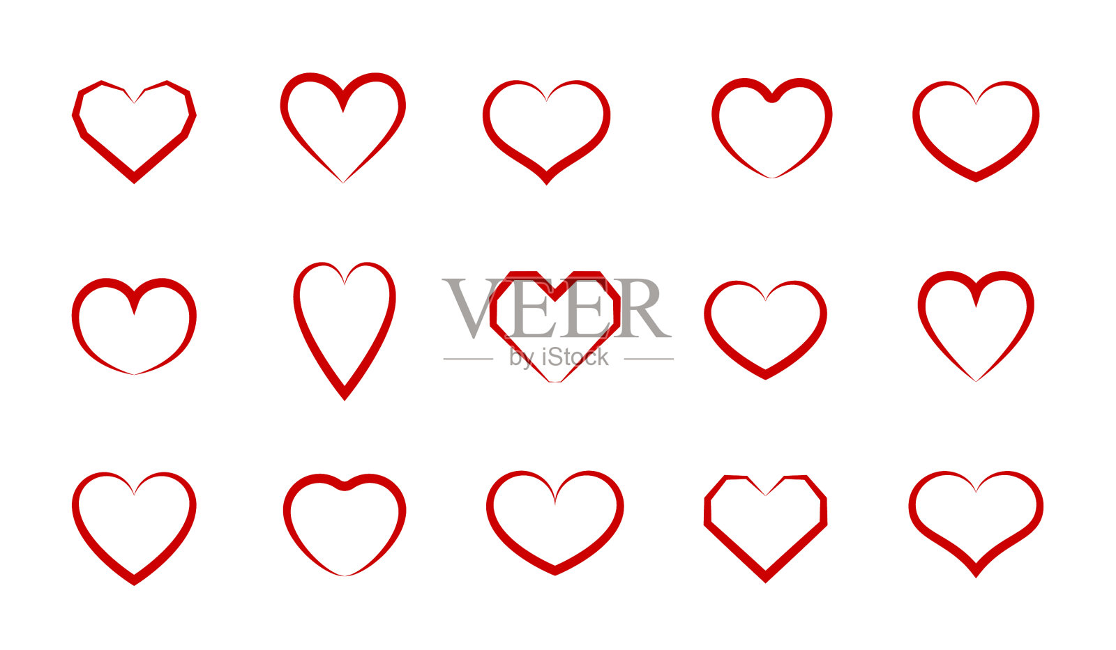 设置心形图标心形形状不同的设计图标素材