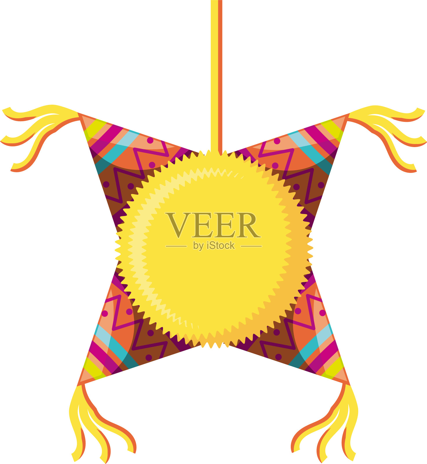 白色背景上的墨西哥派对皮纳塔插画图片素材