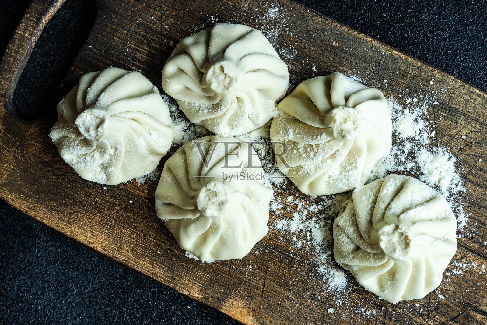 传统的格鲁吉亚阻尼被称为khinkali照片摄影图片