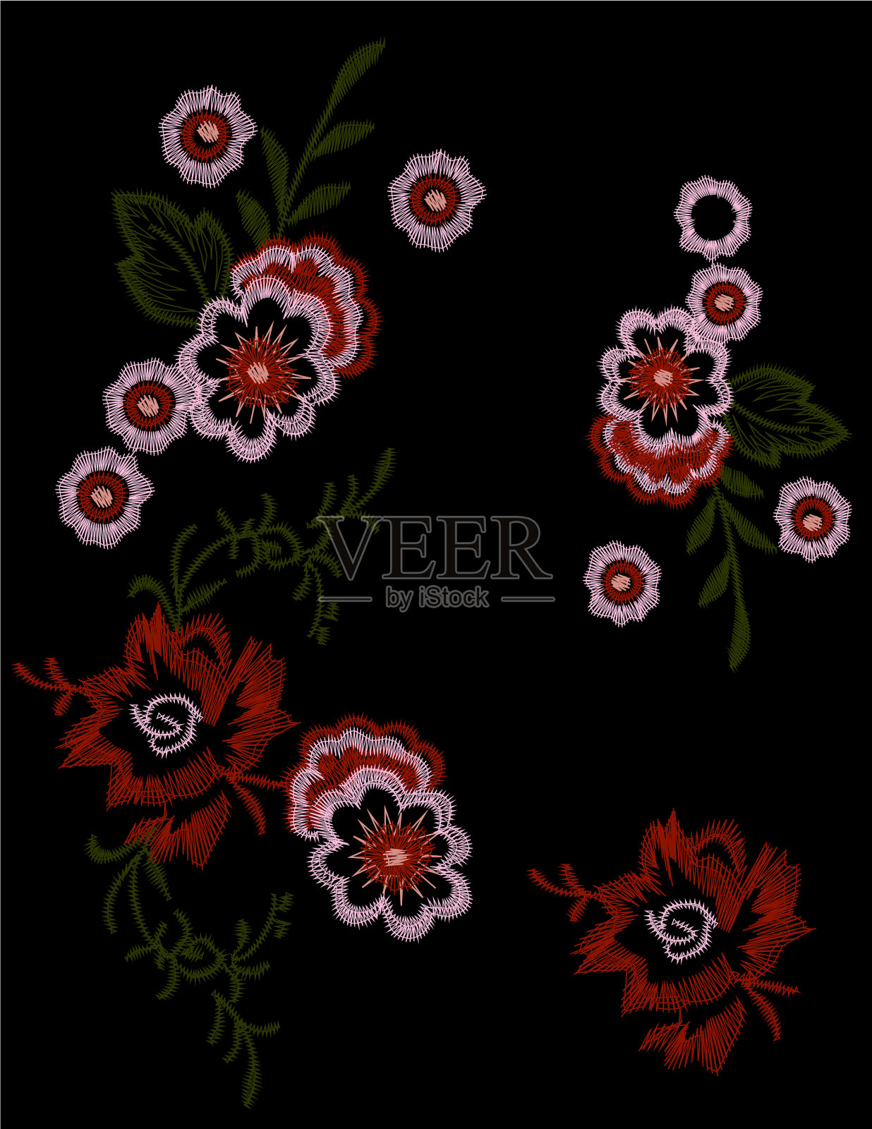 刺绣设计插画图片素材