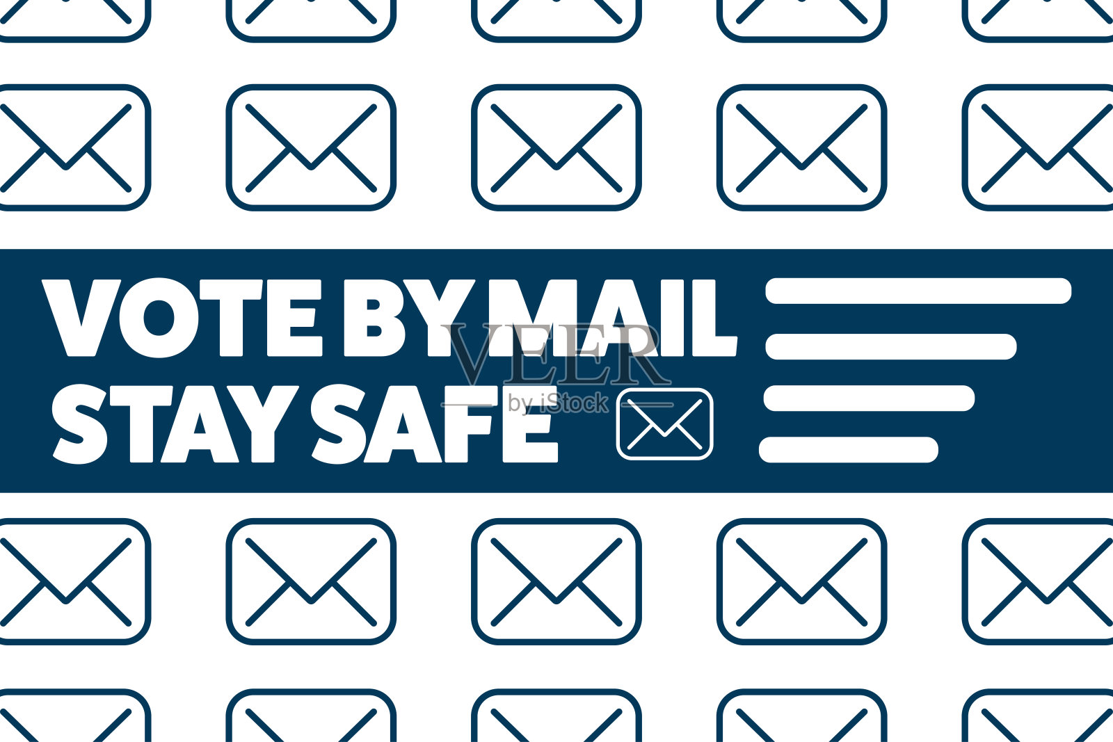 邮寄投票,保持安全概念,2020年美国总统选举背景模版插画图片素材