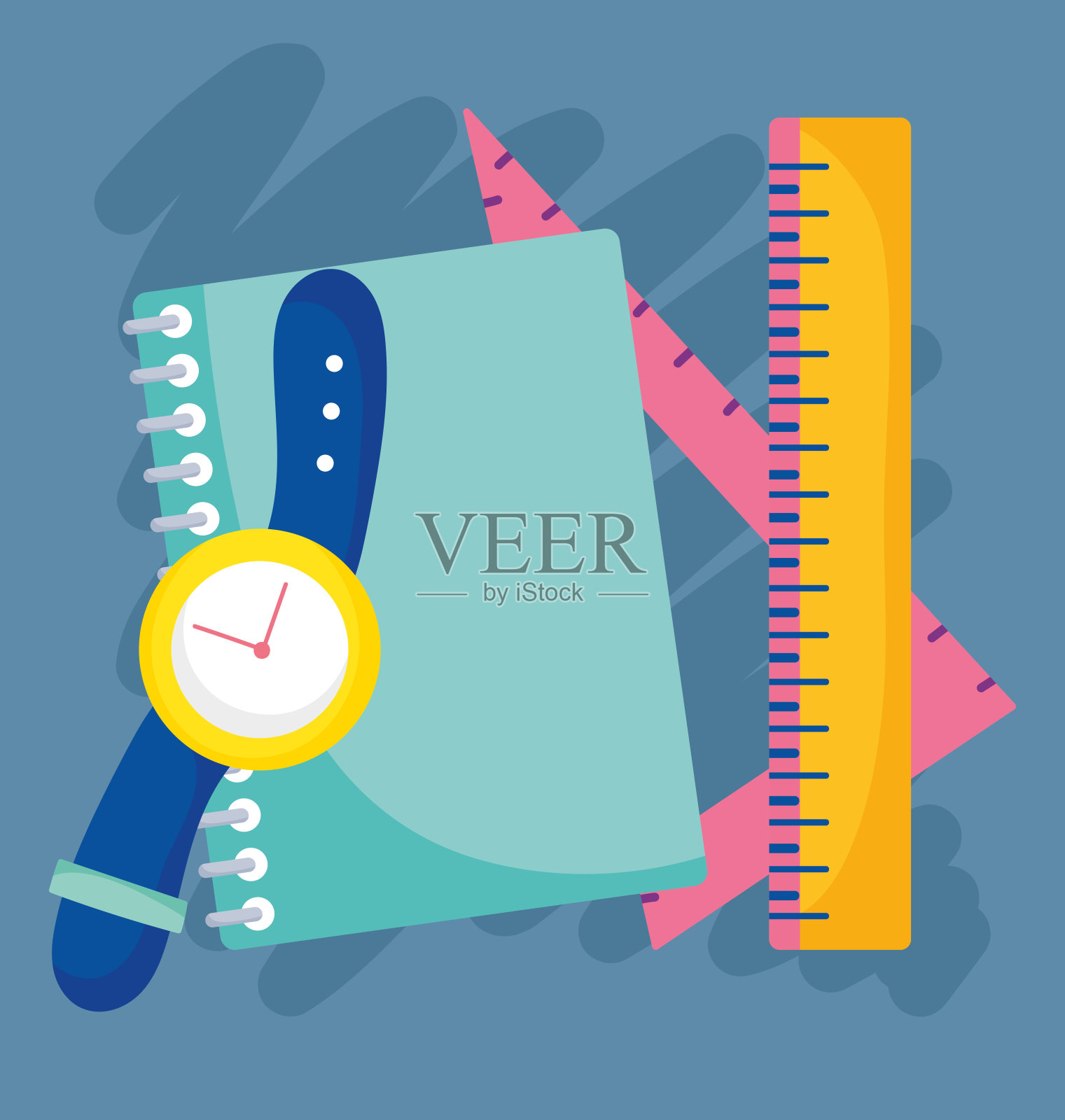 回到学校,看标尺和笔记本初等教育卡通插画图片素材