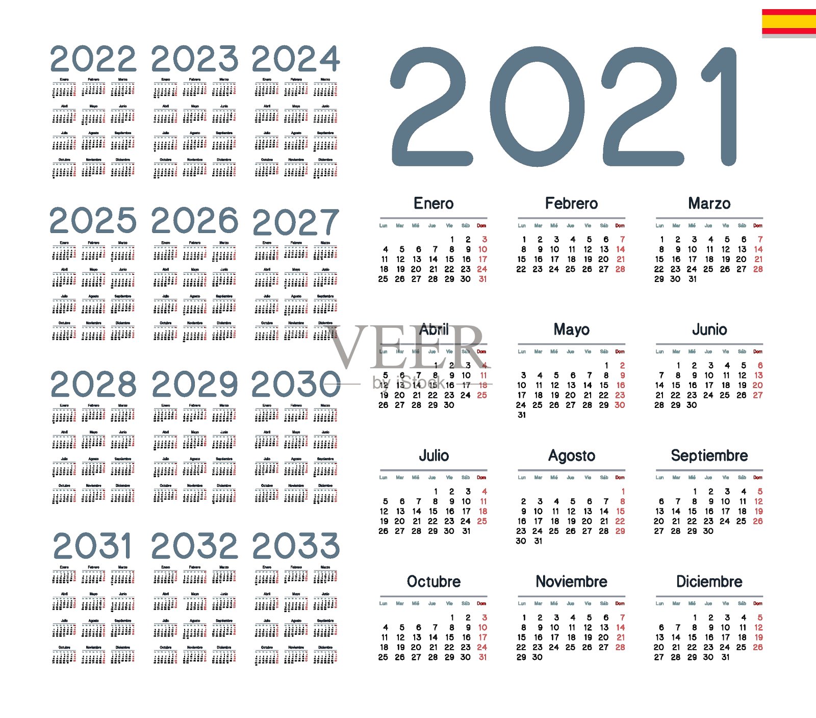 英文日历_vertical_ 2021_1设计模板素材