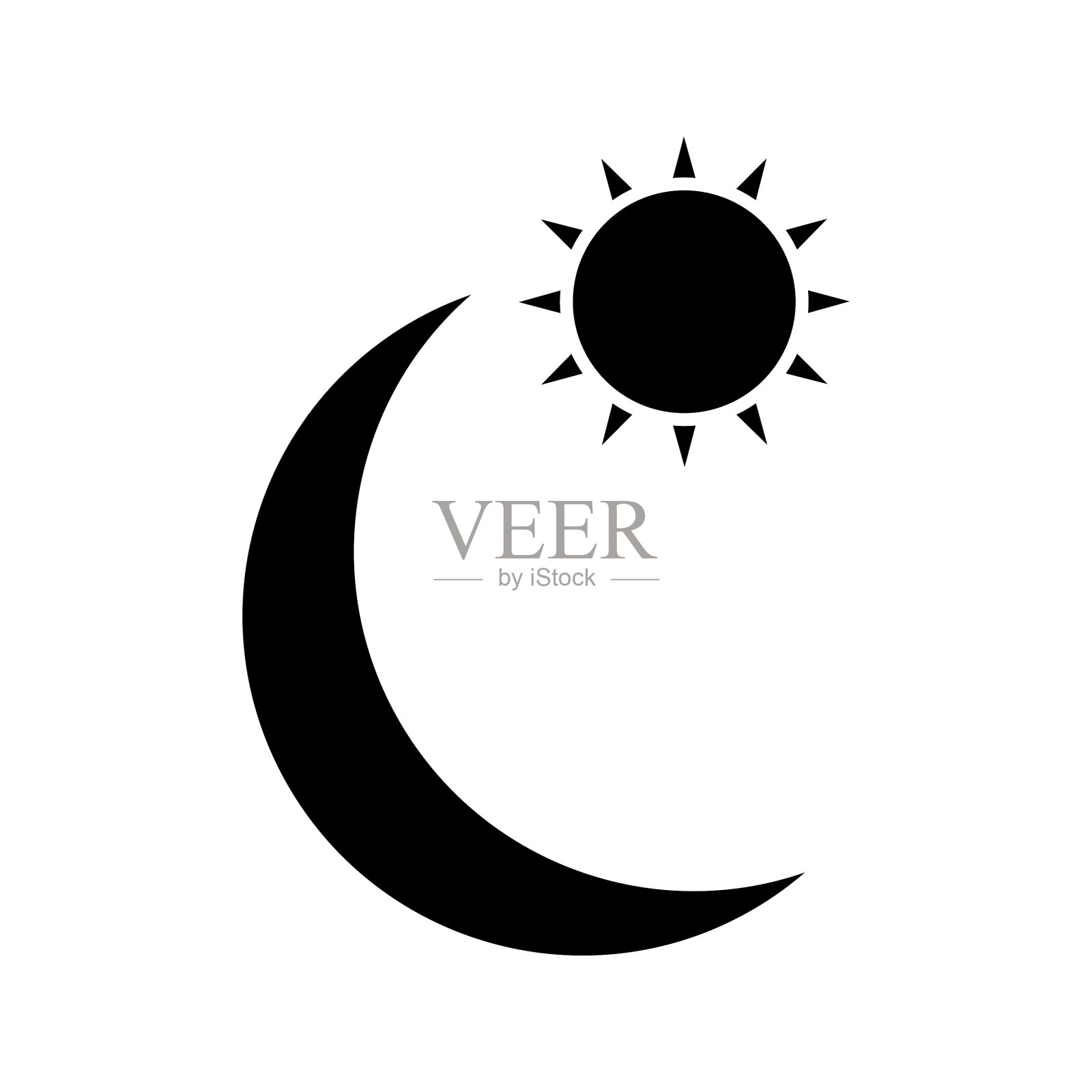 独特的太阳和行星字形图标插画图片素材