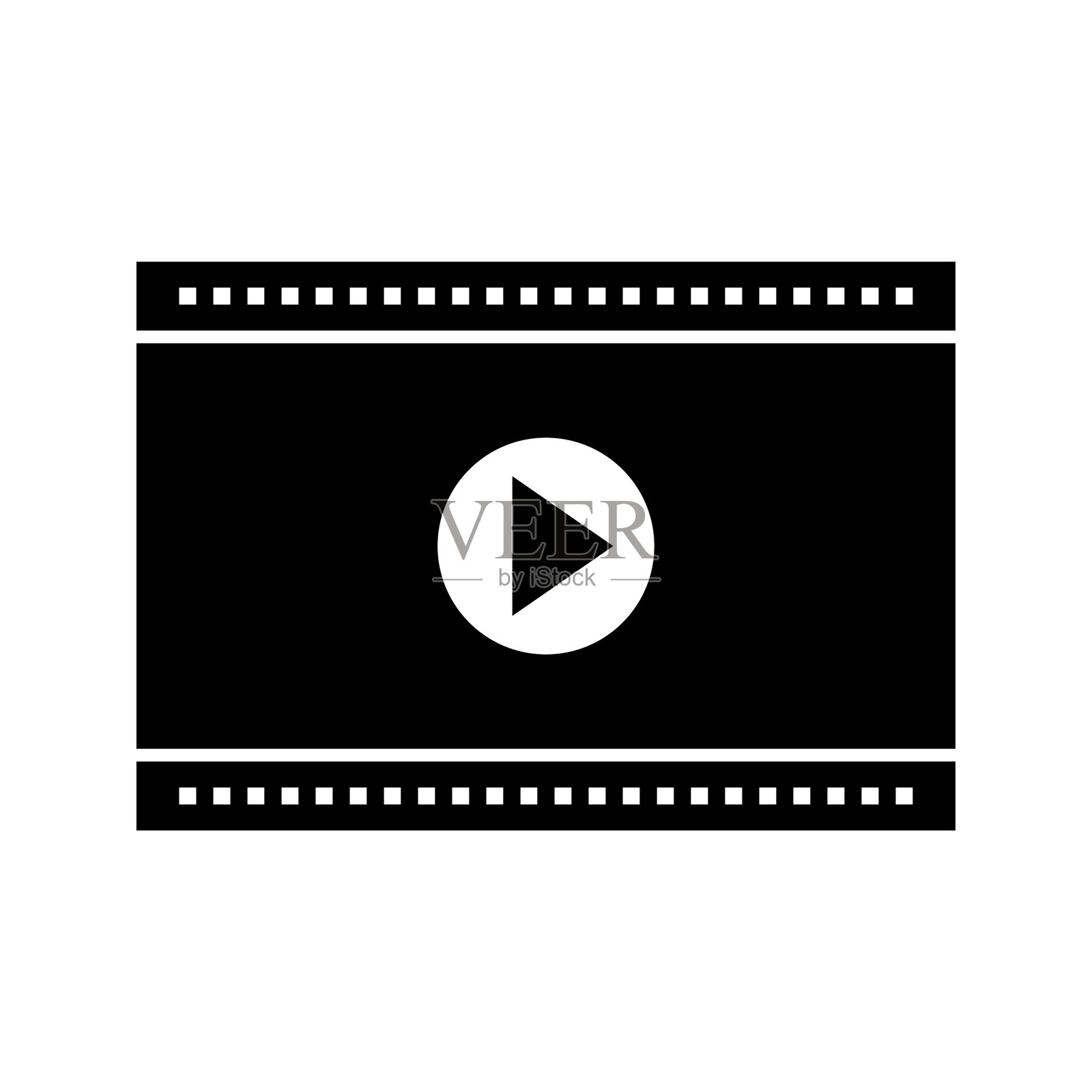 独特的视频播放器字形图标插画图片素材