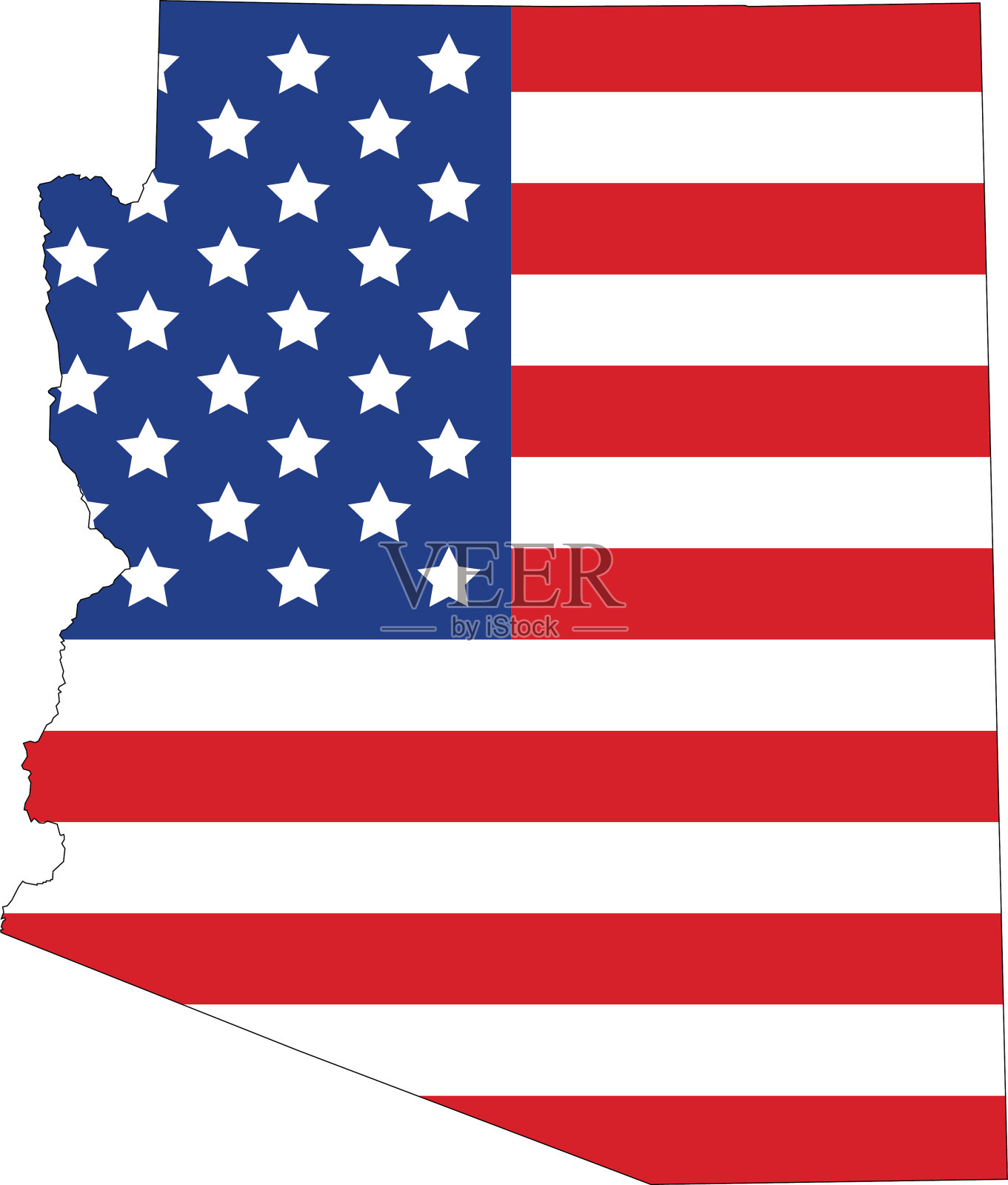 亚利桑那州的地图插画图片素材