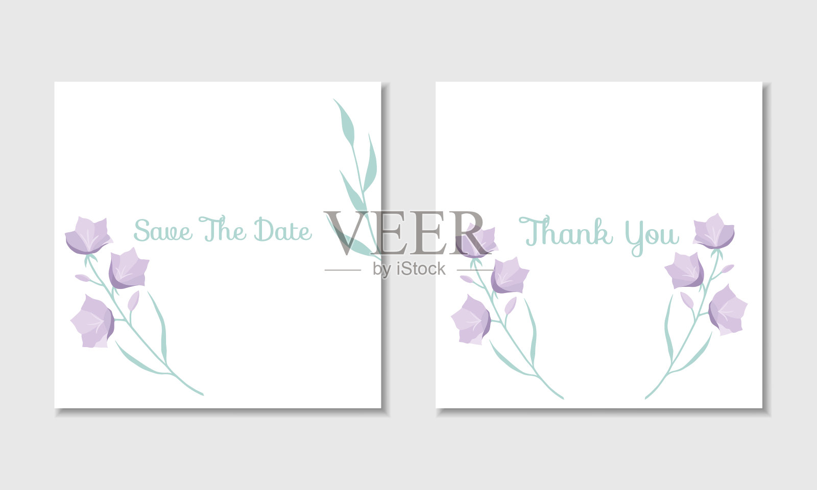 花卡片模板与风铃插画图片素材