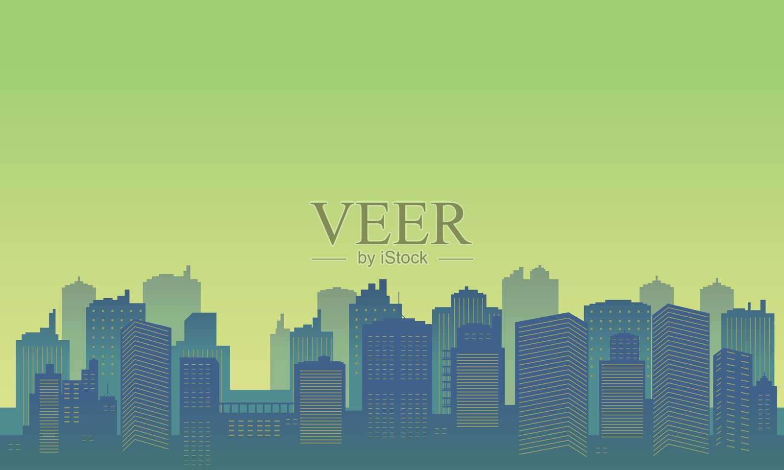 背景市中心有许多高楼大厦插画图片素材