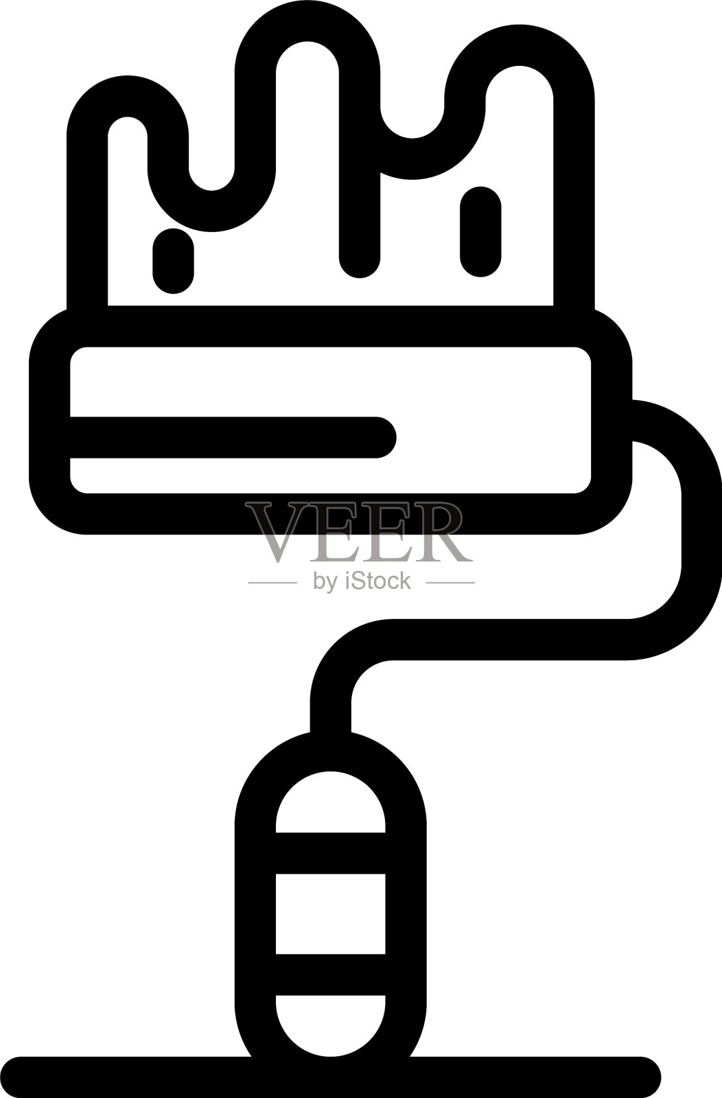 油漆滚轮图标轮廓风格插画图片素材