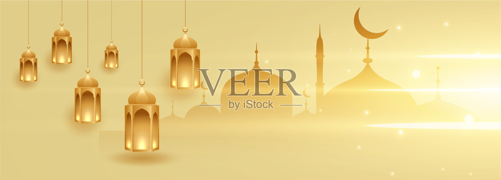 伊斯兰开斋节或斋月卡里姆旗帜插画图片素材