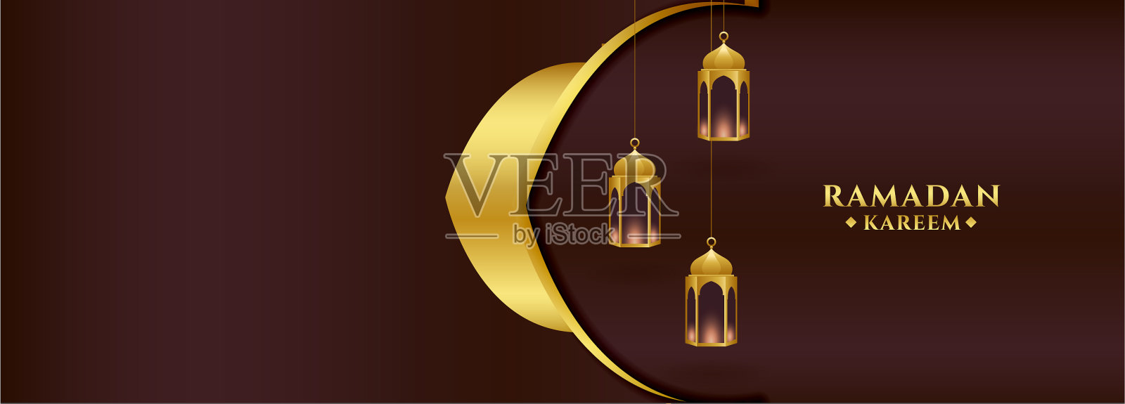 灯笼设计斋月kareem金色旗帜插画图片素材