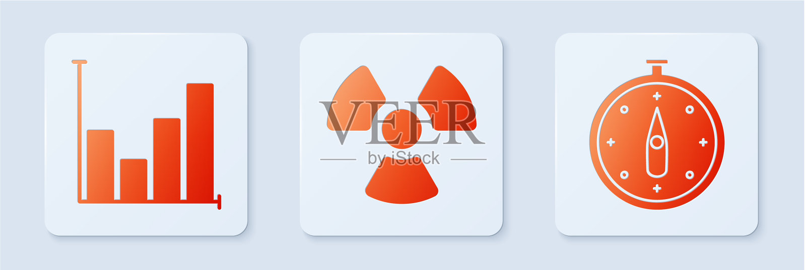 设置放射性饼图信息图和罗盘图标素材