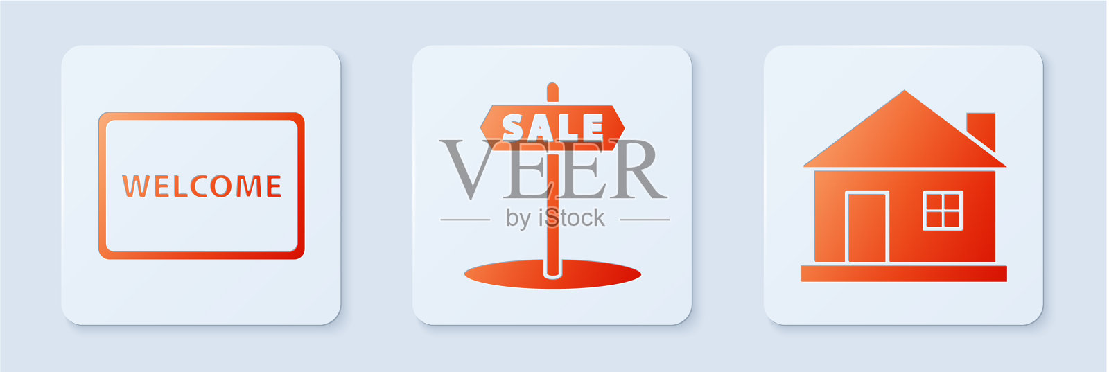 设挂有文字出售门垫的招牌图标素材