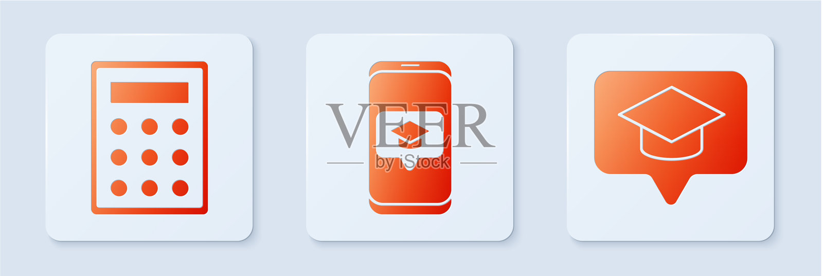 在屏幕智能手机上设置毕业帽图标素材