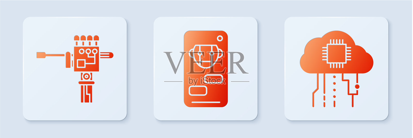 设置机器人机械手和螺丝刀和图标素材