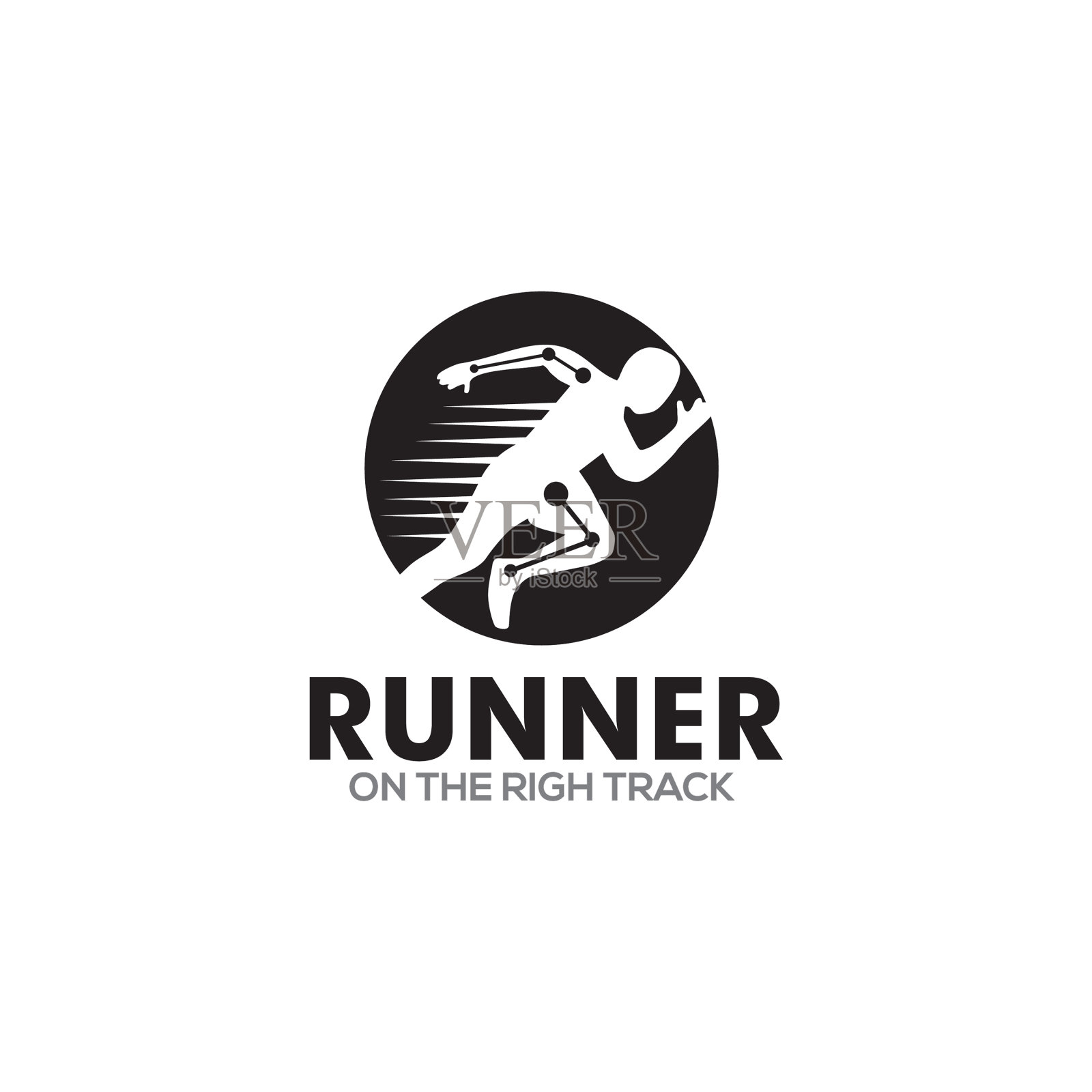 跑步者标志设计与简单的样式模板插画图片素材